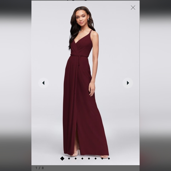 Double Strap Georgette Bridesmaid wrap dress size 4, wine color - Picture 2 of 2